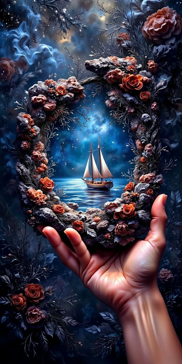 Starry Ocean Diorama Wallpaper