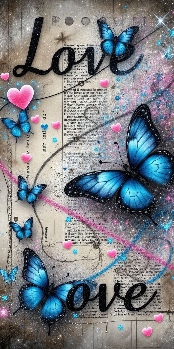 Vintage Love Butterflies Wallpaper