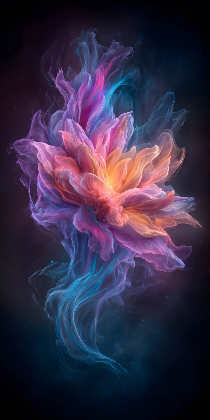 Abstract Floral Wallpaper – Vibrant Dahlia Dreamlike Impressionist Art