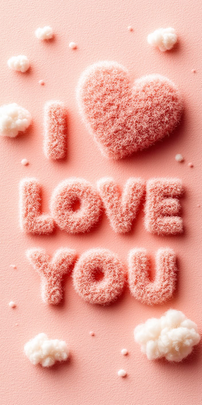 I Love You Wallpaper – Romantic Pink Clouds Fluffy 3D Text
