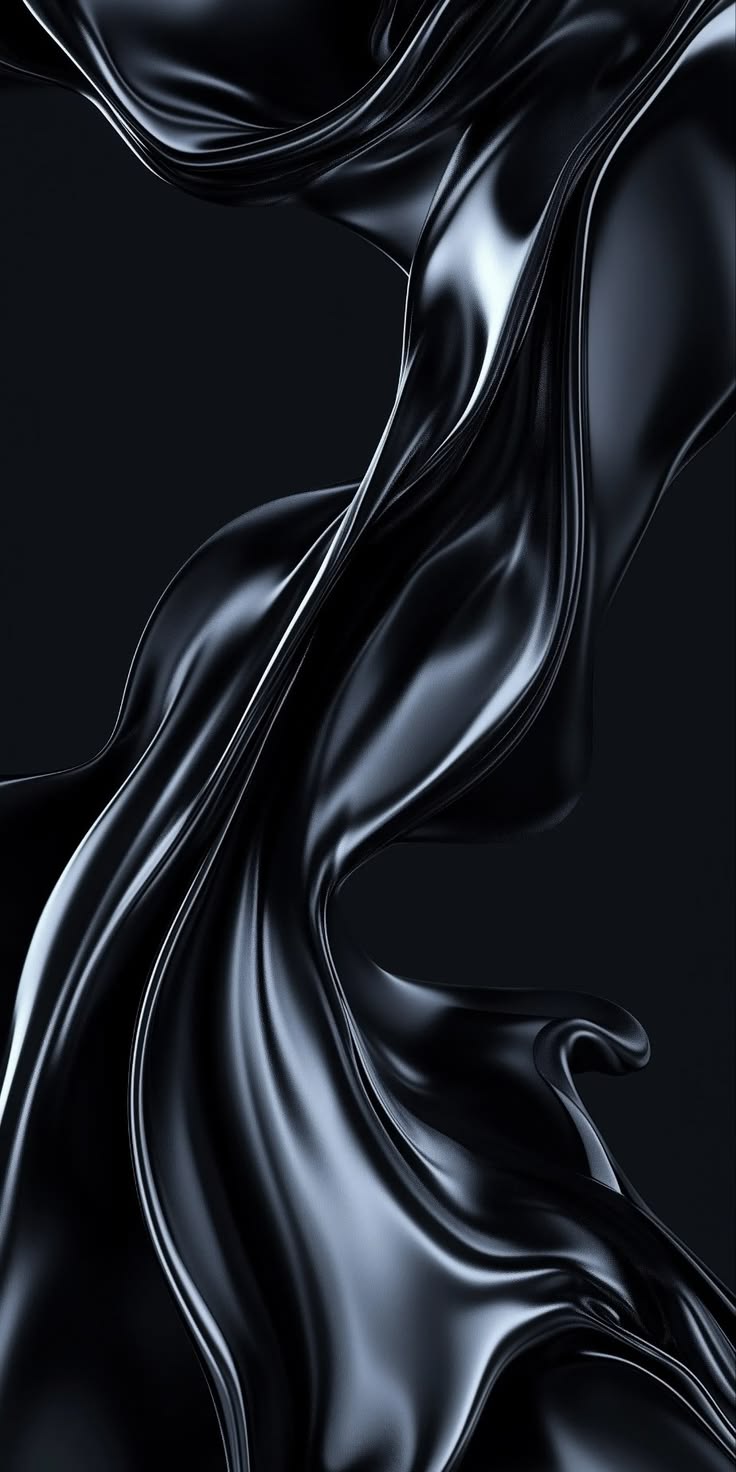 Black Liquid Wallpaper – Glossy Abstract Fluid Forms Modern Design